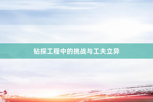钻探工程中的挑战与工夫立异
