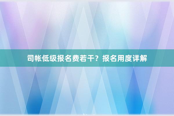 司帐低级报名费若干？报名用度详解