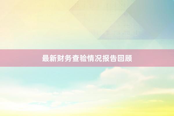 最新财务查验情况报告回顾